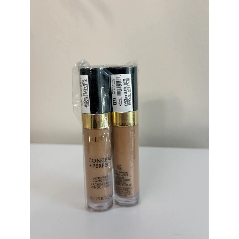 Milani Conceal + Perfect Concealer Unisex 2-Pack 145 Warm Beige Longwear NWT
